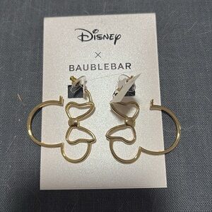 Disney Baublebar Minnie Mouse w/ bow goldtone hoops posts new